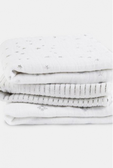 Муслиновые пеленки для новорожденных Aden&Anais мерцающие средние, набор 3, Metallic Silver