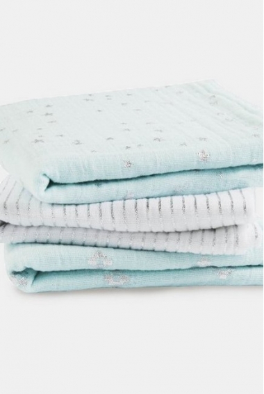 Муслиновые пеленки для новорожденных Aden&Anais мерцающие средние, набор 3, Metallic Skylight