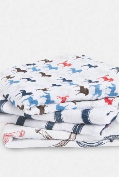 Муслиновые пеленки для новорожденных Aden&Anais средние, набор 3, Wild Horses