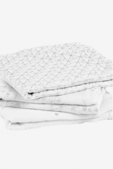 Муслиновые пеленки для новорожденных Aden&Anais мерцающие средние, набор 3, Metallic Silver Deco