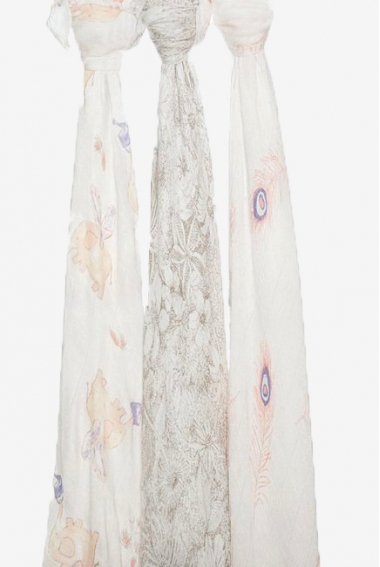 Бамбуковые пеленки для новорожденных Aden&Anais большие, набор 3, Featherlight