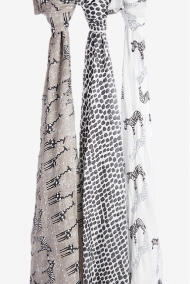 Бамбуковые пеленки для новорожденных Aden&Anais большие, набор 3, Saharamotif