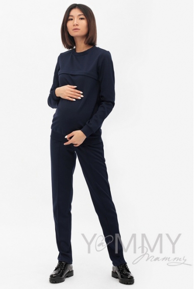 Костюм для кормящих и беременных из плотной вискозы, цвет темно-синий