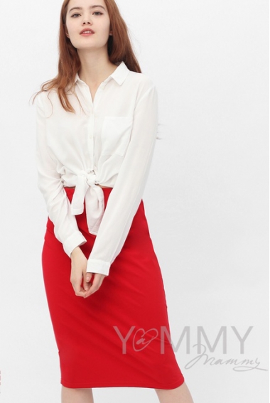 Юбка-карандаш для кормящих и беременных универсальная, красная