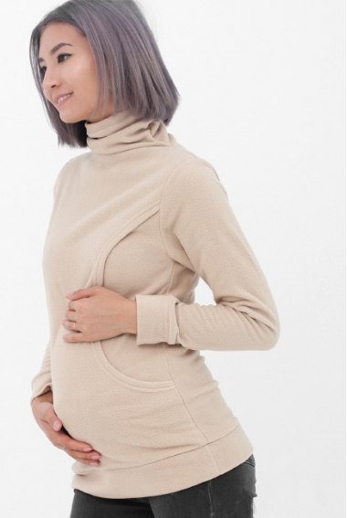 Толстовка для кормящих и беременных флисовая, цвет песочный
