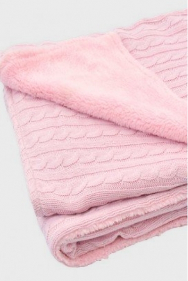 Вязаный плед для новорожденных Jollein (косичка), розовый, средний