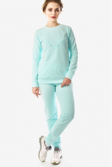 Костюм для беременных и кормящих из футера, ментол