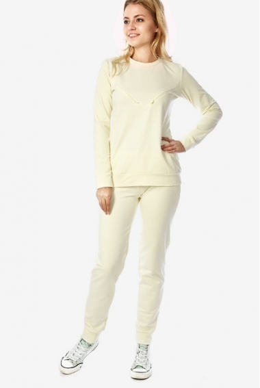 Костюм для кормящих и беременных из футера Nora, экрю