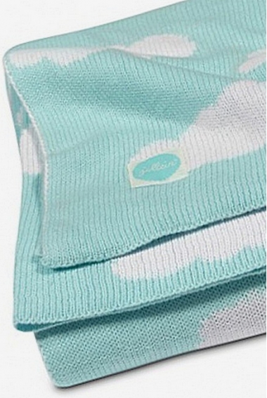 Вязаный плед для новорожденных Jollein Облака, нефритовый