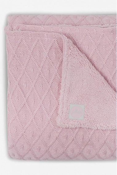 Вязаный плед для новорожденного с мехом Jollein Diamond, винтажный розовый