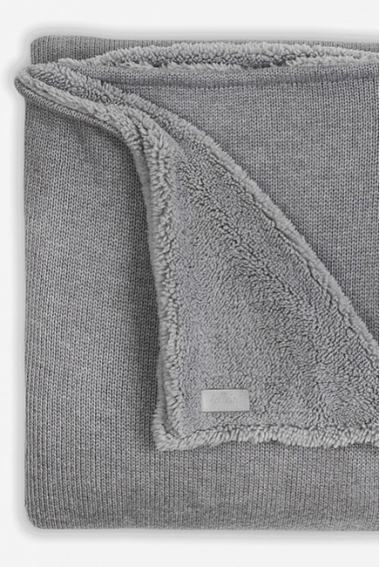 Вязаный плед для новорожденного с мехом Jollein Natural, серый