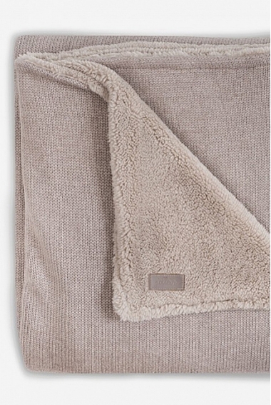 Вязаный плед для новорожденного с мехом Jollein Natural, песочный