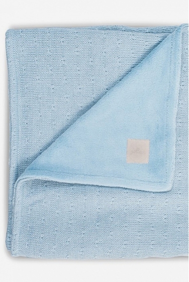 Вязаный плед для новорожденного с мехом Jollein Soft, голубой