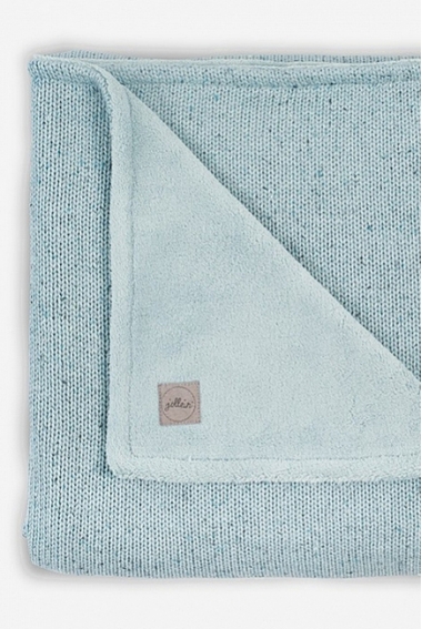 Вязаный плед для новорожденного с мехом Jollein Confetti, cеро-зеленый