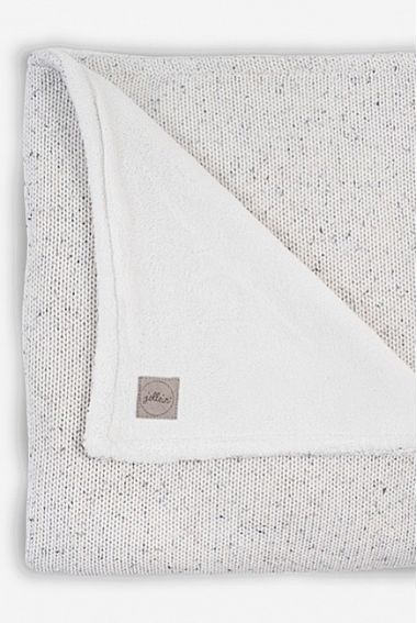 Вязаный плед для новорожденного с мехом Jollein Confetti, молочный