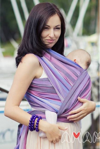 Слинг-шарф «Табатай» Амама, фиолетовый полосатый