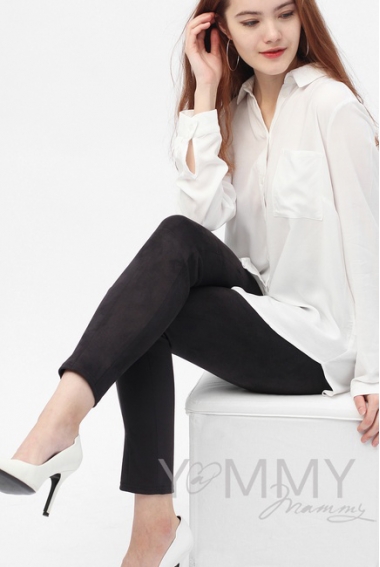 Леггинсы для кормящих и беременных замшевые универсальные, графит