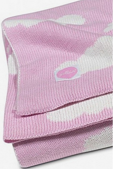 Вязаный плед для новорожденных Jollein Облака, розовый