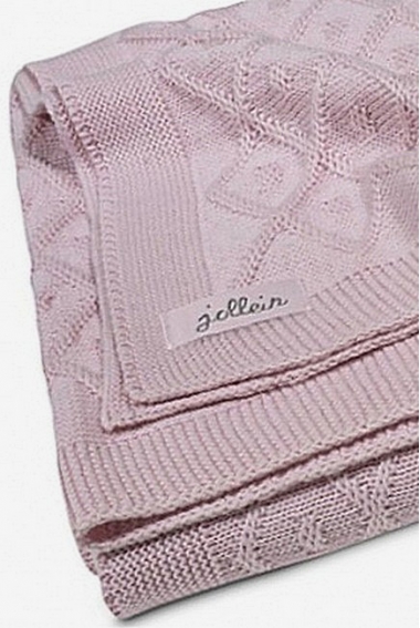 Вязаный плед для новорожденных Jollein Ромбы, винтажный розовый