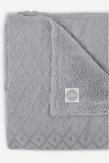 Вязаный плед для новорожденного с мехом Jollein Diamond, серый