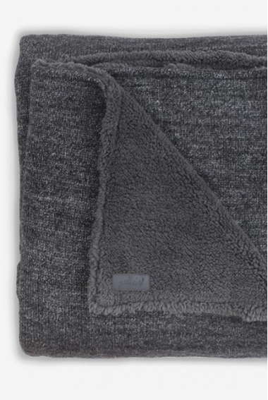 Вязаный плед для новорожденного с мехом Jollein Natural, антрацит