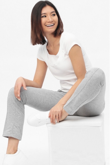 Брюки для беременных и родивших со стрелками, серый меланж