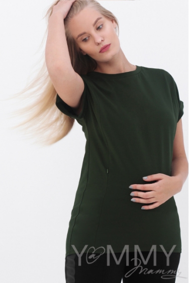 Футболка для беременных и кормящих, цвет милитари