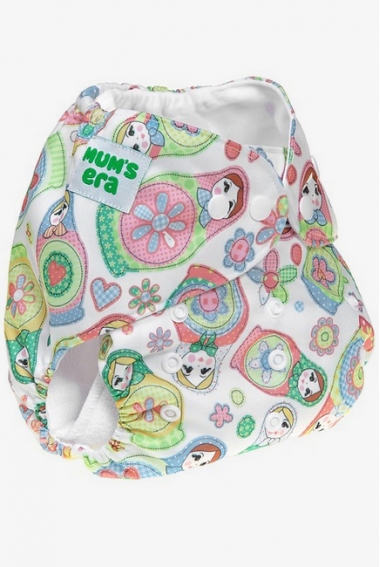 Многоразовый подгузник "Mums Era", Матрёшки белый (1 вкладыш)