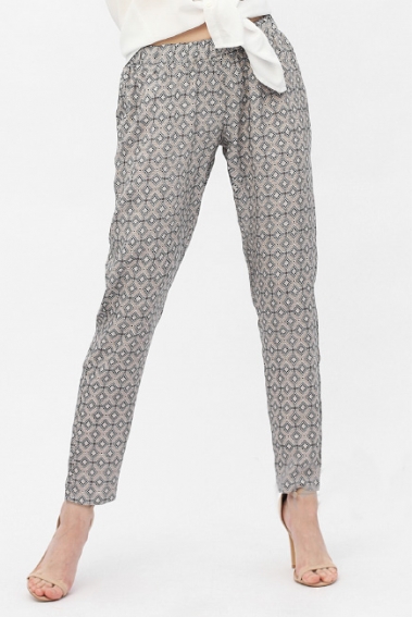 Брюки для кормящих и беременных с принтом ромбы, цвет светло-бежевый
