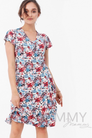 Платье для беременных и кормящих на запах, цветочный принт
