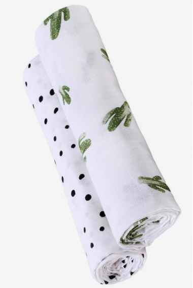 Бамбуковые пеленки для новорожденных Bebe Au Lait, набор 2, Saguaro/Dottie