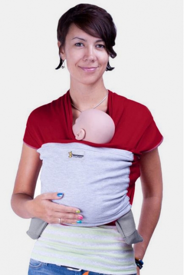 Слинг-шарф трикотажный Кенгуруша Mix, бордо-серый меланж