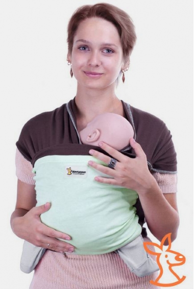 Слинг-шарф трикотажный Кенгуруша Mix, кофе-фисташка