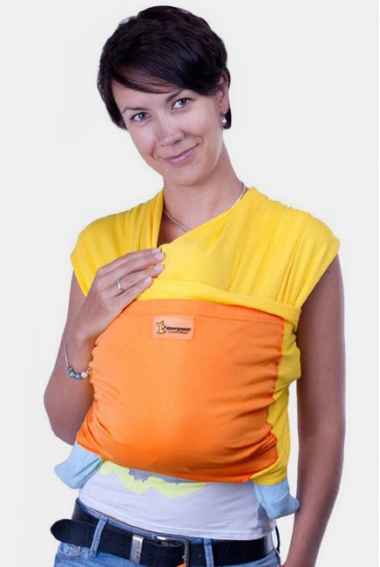 Слинг-шарф трикотажный Кенгуруша Mix, солнечный-апельсин