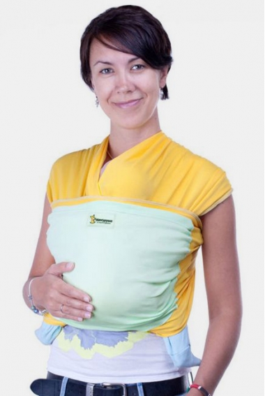 Трикотажный слинг Кенгуруша Mix, солнечный-фисташка