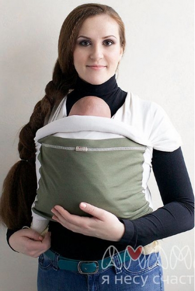 Слинг-шарф трикотажный Мотатик, оливково-бежевый