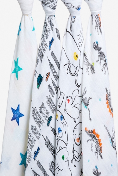 Муслиновые пеленки Aden&Anais для новорожденных, большие, набор 4, Color Pop