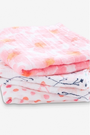Муслиновые пеленки для новорожденных средние Aden&Anais, набор 3, Petal Blooms