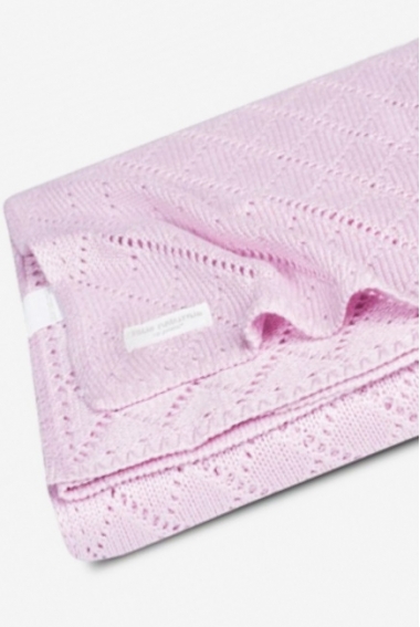 Плед для новорожденных бамбуковый вязаный Jollein, розовый, средний