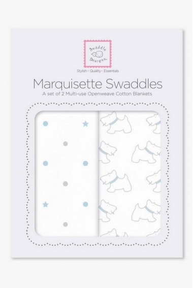 Набор пеленок SwaddleDesigns - Marquisette 2-Pack, Pstl Blue Little Doggie & Dottie Star