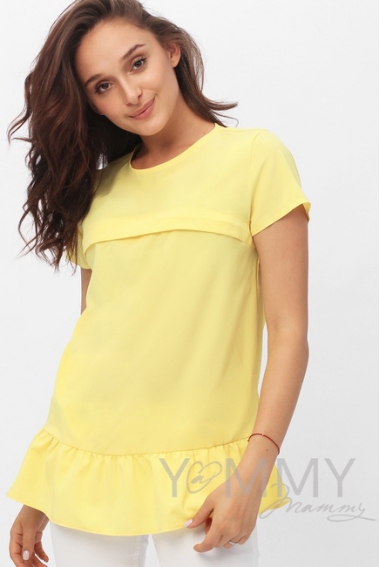 Блуза для беременных и  кормящих с воланом, цвет желтый