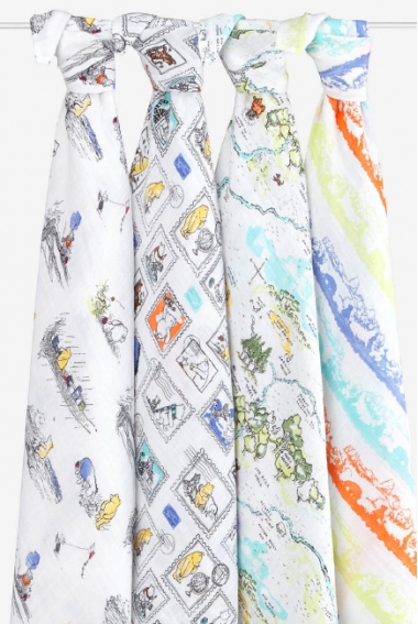 Муслиновые пеленки Aden&Anais для новорожденных большие, набор 4, Disney Winnie Pooh