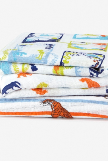 Муслиновые пеленки для новорожденных средние Aden&Anais, набор 3, Disney Jungle Book