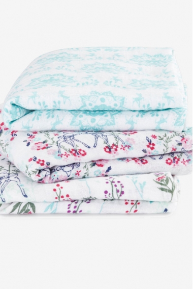 Муслиновые пеленки для новорожденных средние Aden&Anais, набор 3, Disney Bambi