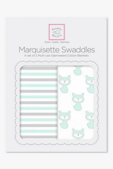 Набор пеленок SwaddleDesigns Marquisette 2-Pack Little Fox Simple Stripes
