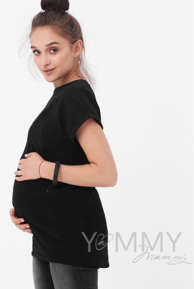 Футболка для кормящих и беременных, черная