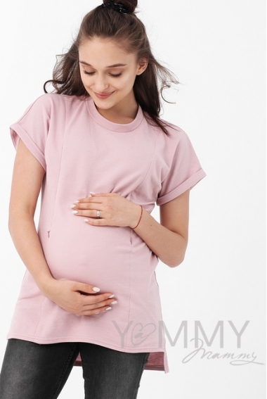 Футболка для беременных и кормящих, розовая