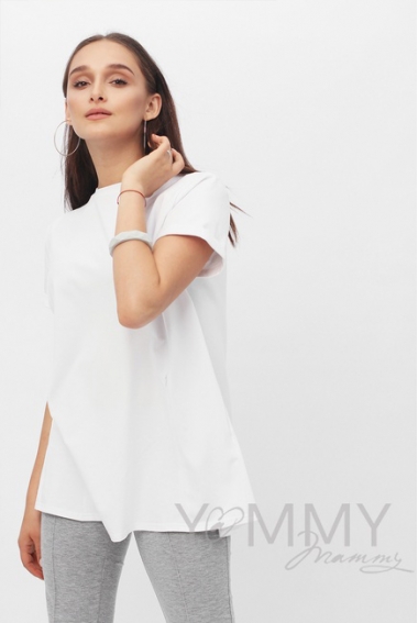 Футболка для кормящих и беременных с запахом на спине, белый