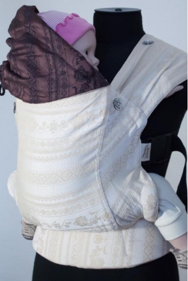 Эрго-рюкзак шарфовый с бамбуком двусторонний Karaush, Baked Milk/Black Coffee