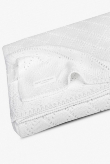 Плед для новорожденного бамбуковый вязаный Jollein, белый, средний